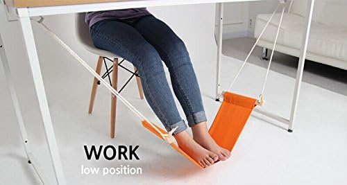 Home-organizer Tech Portable Adjustable Foot Hammock for Corner Desk Office Foot Rest Mini Under Desk Foot Rest Hammock for Home, Office, Airplane, Travel, Study and Relaxing (Red White Strip)