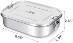 G.a HOMEFAVOR Stainless Steel Bento Lunch Box - Leak-Proof Metal Bento Box, Large Food Container with Lock Clips, Snack Container, Dishwasher Safe, 2 Compartments, 1400 ml/47 oz