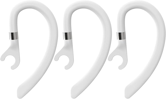 New bee Ear Hooks Replacement Ear Hook Clips- Snap-in Headset Spare Clamp Hook (White, 3 Pack+Silicon)