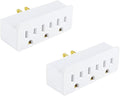 3 Outlet Adapter Extender, 3 Way Grounded Plug Splitter, 1 to 3 Plug Outlet Splitter, White,2 Pack.