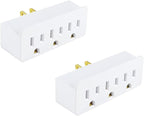 3 Outlet Adapter Extender, 3 Way Grounded Plug Splitter, 1 to 3 Plug Outlet Splitter, White,2 Pack.