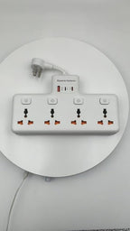 Wall Mount Power Strip with 4 AC Outlets & USB-C (20W) and USB Ports, Plug Extender with Individual Switches, Space Saving Multi Plug Outlet for Home, Office, Dorm & Travel, White