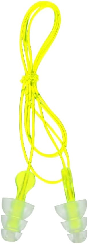 Peltor Sport Tri-Flange Corded Reusable Earplugs Noise Reduction Rating, 26 dB, Comfortable Fit, Ideal for Range, Shooting & Hunting, Washable and Corded, Neon Yellow (97317-10C) 3 Count (Pack of 10)