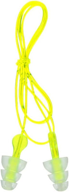 Peltor Sport Tri-Flange Corded Reusable Earplugs, 3 Pair, Noise Reduction Rating (NRR) 26 dB, Comfortable Fit, Ideal For Range, Shooting & Hunting, Washable and Corded, Neon Yellow (97317-10C)