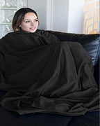 BlueHills Premium Soft Ultra Compact Travel Blanket Value Pack Set of 2 - Airplane Traveling Essentials Flight Blanket Throw in a Portable Bag Car Plane Travel Gift Black and Peacock T