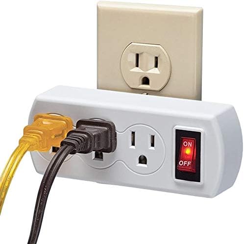 Topro23 Multi Outlet Wall Plug Grounded Triple Outlet Adapter with ON/OFF Switch 3 Prong ETL Listed 2 Pack White TP-SY610