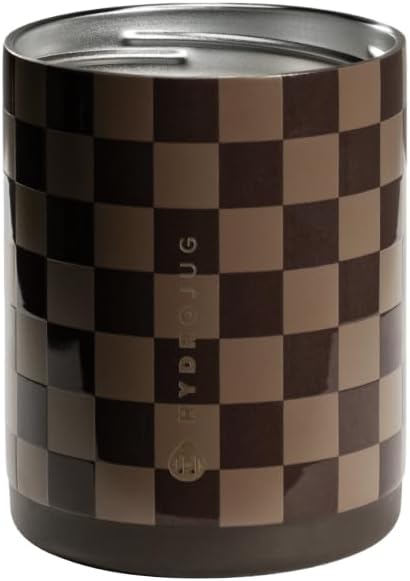 HydroJug Standard Can Cooler - 2-in-1 Insulated Can Cooler Cup - Stainless Steel Can Holder with Non-Slip Rubber Base - Screw-Top Lid - Dishwasher Safe - 12oz, Autumn Checkers