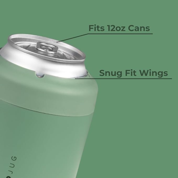HydroJug Standard Can Cooler - 2-in-1 Insulated Can Cooler Cup - Stainless Steel Can Holder with Non-Slip Rubber Base - Screw-Top Lid - Dishwasher Safe - 12oz, Sage
