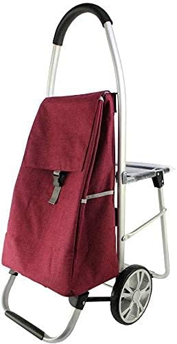 Portable Folding Shopping Trolley with Waterproof Fabric Multi Function Seated Hand Truck for Increased Storage Capacity Blue 60x100cm Ideal for Groceries and Travel