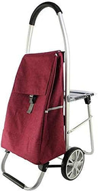 Portable Folding Shopping Trolley with Waterproof Fabric Multi Function Seated Hand Truck for Increased Storage Capacity Blue 60x100cm Ideal for Groceries and Travel