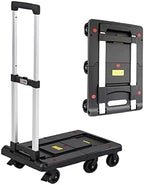Push Cart Folding Platform Truck Plastic Push Cart Heavy Duty Portable Trolley with Retractable Assis for Luggage Travel Moving Office Platform Hand Truck (Large Blue)