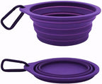 Collapsible Travel Pet Bowl with Carabiner for Dogs and Cats, Portable Silicone Pet Bowl for Waking, Hiking and Traveling (Purple)
