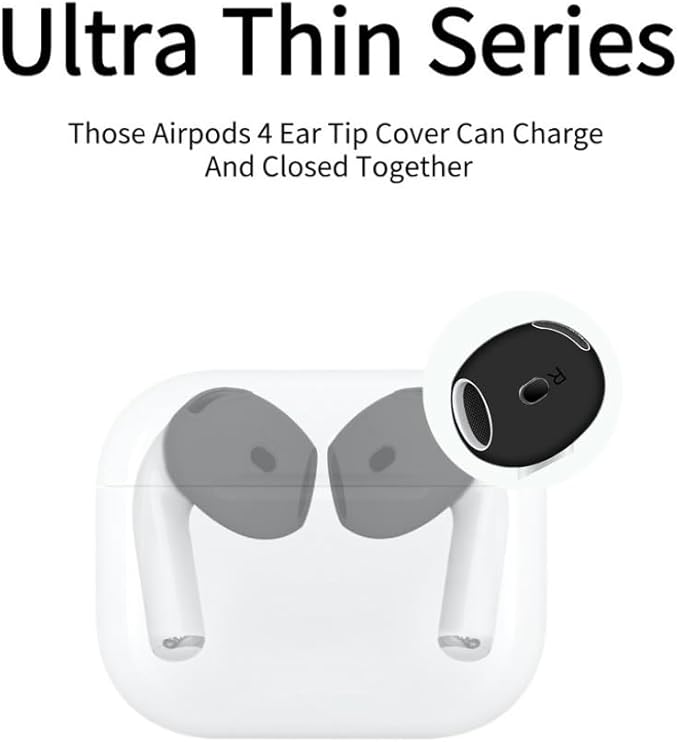 6 Pairs Ear Cover for AirPods 4,Anti Slip Ear Skin Tips Accessories Sport Ultra Thin Slim Soft Silicone Ear Tips Earbuds Gel Cover Compatible with AirPods 4th Generation (Black+White+Clear)