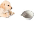 SiliconeSnap 5" Diameter Easy Collapsible Travel Pet Bowl Dog Food Dish with Easy Hook Hole, Snow White Washable Feeder for Dogs