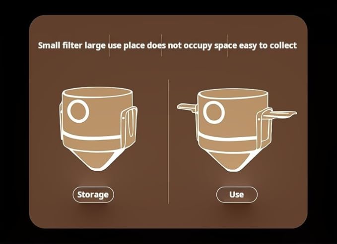 Portable Pour Over Coffee Dripper with Double Layer Stainless Steel Filter, Foldable Reusable Coffee Maker, No Paper Needed, Travel Coffee Filter for Mug, Office & Camping (Brown)