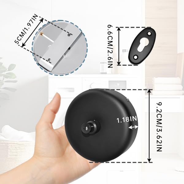 SUS304 Retractable Clothesline with Adjustable Nylon Clothing Rope for Bathroom Laundry Hotels (Black)