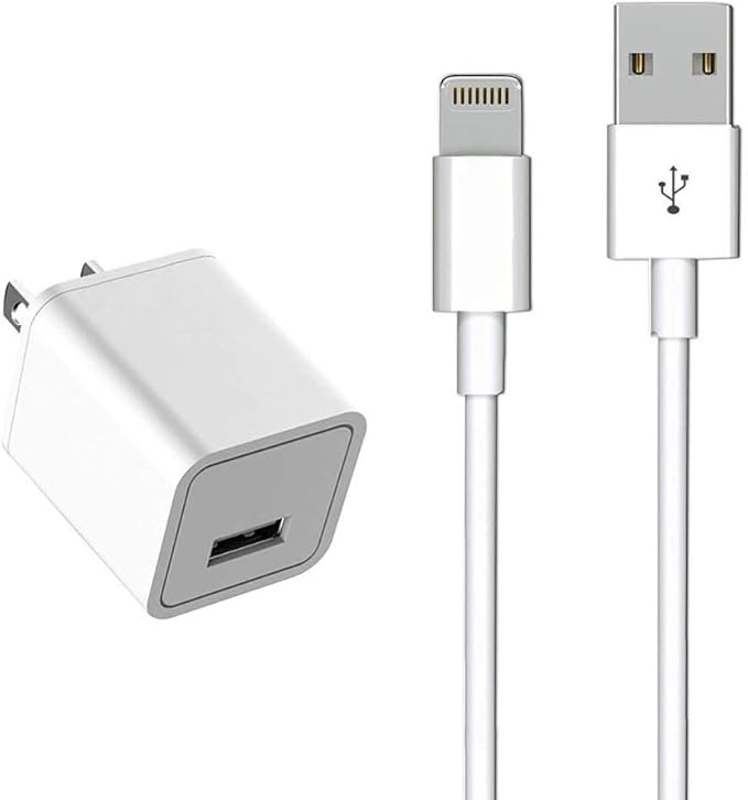 iPhone Charger [MFi Certified] - Travel & Home Wall Charger with 5ft Cable, Compatible with iPhone 14, 13, 12, 11, SE, X, 8, 7, 6, 5, iPad Mini, iPod Touch & iPods