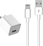 iPhone Charger [MFi Certified] - Travel & Home Wall Charger with 5ft Cable, Compatible with iPhone 14, 13, 12, 11, SE, X, 8, 7, 6, 5, iPad Mini, iPod Touch & iPods