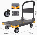 HeavyDuty Steel Utility Cart with Folding Platform and Swivel WheelsPerfect for Easily Moving and Transporting Heavy Loads