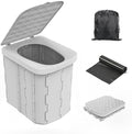 Hapoon Portable Camping Toilet for Adults XL Portable Folding Toilet with Lid,Travel Portable Potty for Adults,Porta Potty Car Toilet, Grey
