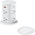 Pop Up Outlet for Countertop,Recessed Power Strip,Power Grommet 3.15 inch Desk Hole Insert,20W USB C,Outlets,2 USB C/2 USB A, Table Outlet,Desk Charging Station,ETL Listed (White, 8AC-6FT)