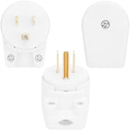 (5PACK) 90 Degree USA Canada 3Pole Male Nema 5-15P 15A 125V Right Angle AC Plug, White
