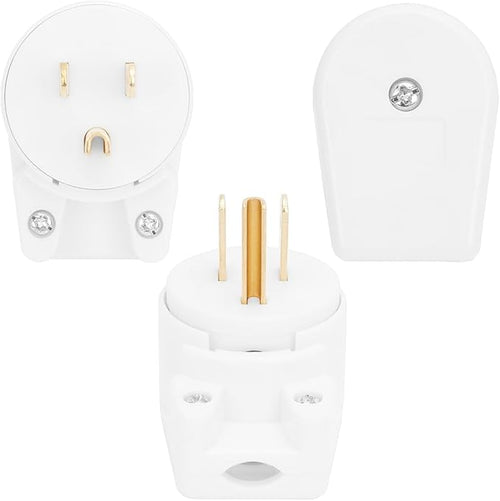 (5PACK) 90 Degree USA Canada 3Pole Male Nema 5-15P 15A 125V Right Angle AC Plug, White