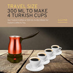 Electric Turkish Coffee Maker Pot Stainless Steel for Arabic, Greek, & Turkish Coffee, Cool Touch Handle 360 Degree Cordless Rotation Base, Fast, Keep Boiling Water 800W (Red)