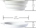 SiliconeSnap 5" Diameter Easy Collapsible Travel Pet Bowl Dog Food Dish with Easy Hook Hole, Snow White Washable Feeder for Dogs