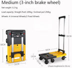 Folding Portable Hand Truck Trolley Compact Cargo & Luggage Transporter Lightweight Flatbed Platform Cart for Home & Courier Use (Pink Medium)