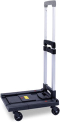 Foldable Push Hand Cart Folding Platform Truck Plastic Push Cart Heavy Duty Portable Trolley with Retractable Assis for Luggage Travel Moving Office Dolly Cart (Color : S