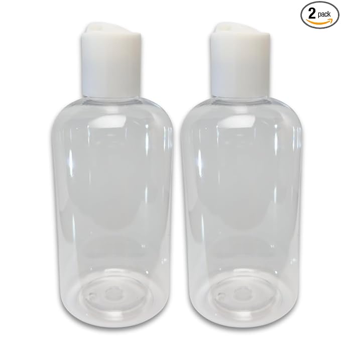 Plastic Squeeze Bottles with Disc Cap, 8 oz/2-Pack, Travel Size, Refillable, BPA-Free, Leak Proof, for Cosmetics, Shampoo, Lotion, Body Soap, Essential Oils, Household Use, and Personal Care