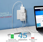 Ceptics Australia China New Zealand Power Plug Adapter 2 Pack, QC 3.0 & PD, Safe Dual USB & USB-C - 2 USA Socket for USA to Australian New Zealand Fiji Argentina, Type I AP-16-2PK Fast Charging