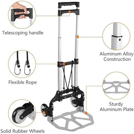 Heavy Duty Folding Hand Truck Collapsible Utility Cart with Wheels for Luggage Cargo & Household Shopping Portable Trolley for Easy Transport
