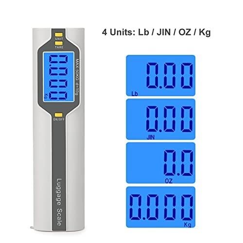Portable Luggage Scale, Digital Luggage Scale Hanging Hook Scale Tape Measure 50kg X 10g for Traval Luggage Suitcase Bag Weight Scale