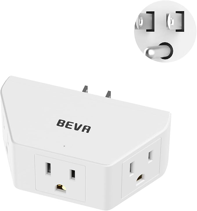 BEVA Multi Plug Outlet Extender, 3 Prong Plug Extender with 3 AC Outlets, Compact Multi Plug Wall Adapter for Travel Cruise Ships Dorm Rooms Office Home Essentials (1 Pack)