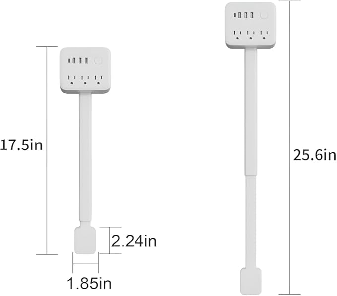 Electrical Outlet Extender Features USB-A,USB-C,2 AC Outlets,Wall Power Socket Expander Stick,Extendable Rotating Electric Outlet Plug Adapter Nightstands,Sofa,Desks and More Hard to Reach Space (A01)