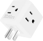 Multi Plug Outlet Splitter, USHANLIN 4 Way Electrical Outlet Extender 3 Prong Mini Travel Wall Plug for Office Home Dorm