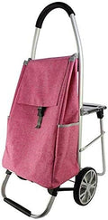 Portable Folding Shopping Trolley with Waterproof Fabric Multi Function Seated Design Increased Storage Capacity Blue 60x100cm Ideal for Easy Transport and Convenience