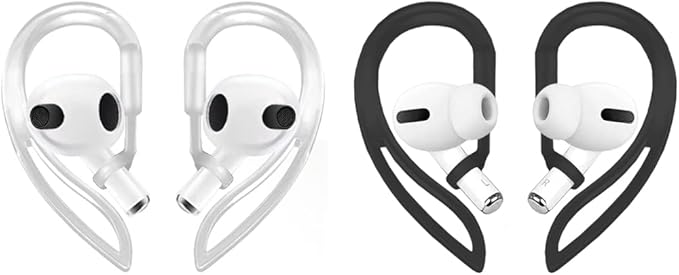 2 Pairs Ear Hooks Compatible with AirPods 3rd Generation [Multi-Dimensional Adjustable] Accessories Compatible with AirPods Pro AirPods 3 2 1 Gen(Transparent+Black)