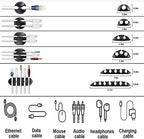 Cord Management Organizer Kit 4 Cable Sleeve split with 41Self Adhesive Cable Clips Holder, 10pcs and 2 Roll Self Adhesive tie and 100 Fastening Cable Ties for TV Office Car Desk Home