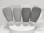 Travel Bottles for Toiletries, TSA Approved 3oz Leak Proof Silicone Soft Refillable Squeeze Travel Size Containers BPA Free for Cleansers, Lotions, Shampoo, Conditioner 4pk (2Black-2Gray)