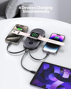 10000mAh Power Bank for iPhone 17 Pro/17/Air/16/15, Portable Charger for Apple Watch, for AirPods, iPad, Beats Studio Pro and More Phones, Tablets, Headphones, Built-in AC Wall Plug and Cables