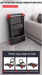 HeavyDuty Steel Utility Cart with Folding Platform and Swivel WheelsPerfect for Easily Moving and Transporting Heavy Loads