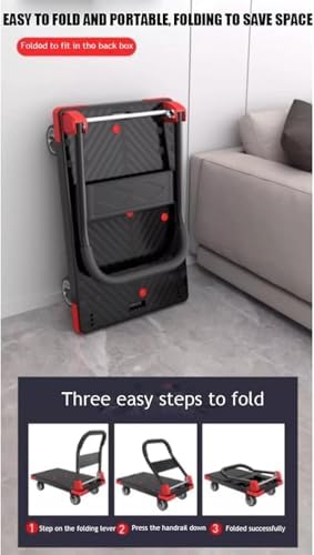 HeavyDuty Steel Utility Cart with Folding Platform and Swivel WheelsPerfect for Easily Moving and Transporting Heavy Loads