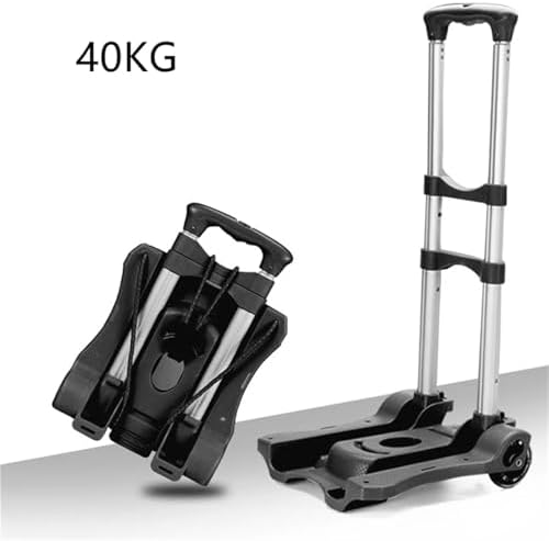 Heavy Duty Folding Hand Truck Portable Sack Trolley for Luggage & Shopping Foldable Cart for Home Use & Travel Compact Moving Wheel Barrow (Black)