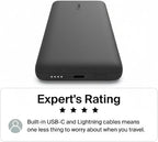 Belkin Portable Charger Power Bank for iPhone/Android (10,000mAh), 23W Battery Pack with Integrated USB-C, Lightning Cables, Pass-Through Capability, Charge 2 Devices at Once, Phone Charger Power Bank