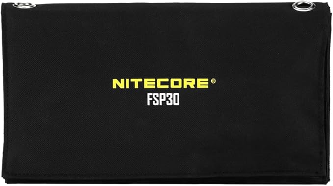 NITECORE FSP30 30W Portable Solar Charger, USB-A & USB 3 Output Ports, High Efficent 4 Foldable Panels for Camping Hiking Van RV Trip Compatible with Phones and Tablets with Nitecore Sticker