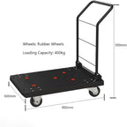 Flat Bed carts with Wheels Foldable Household Folding Portable Flatbed Trolley Handcart Courier Transporter Portable Trolley Cargo Trailer Heavy - Duty trolleyflatbed Truck