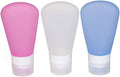 3 Pack Portable Food Grade Squeeze Silicone Liquid Travel Bottles For Shampoo, Conditioner, Lotion, Toiletries, condiments(2 OZ Pink + White + Blue)